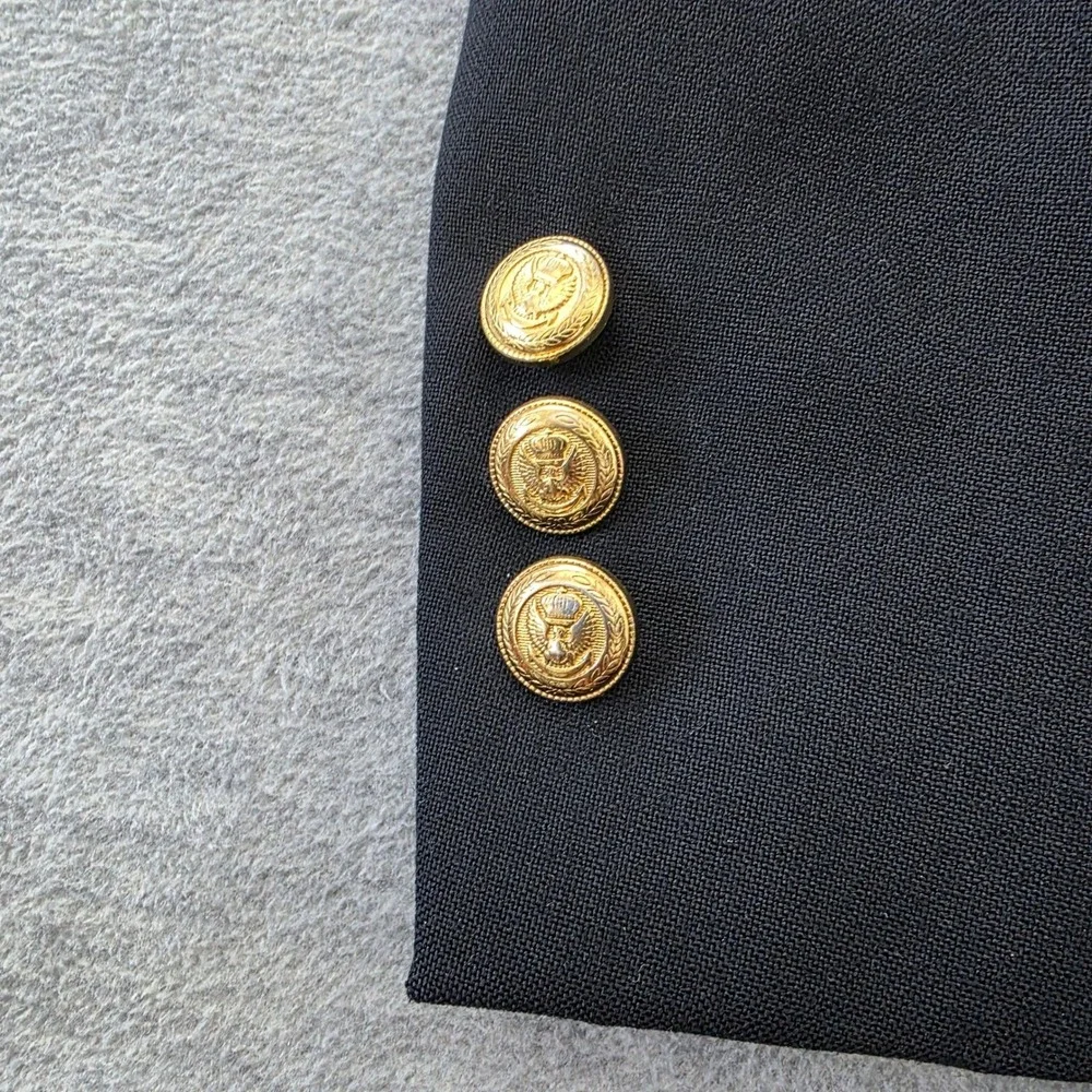Jos A Bank Executive Collection Mens 40R Navy Blue 100% Wool Gold Button Blazer